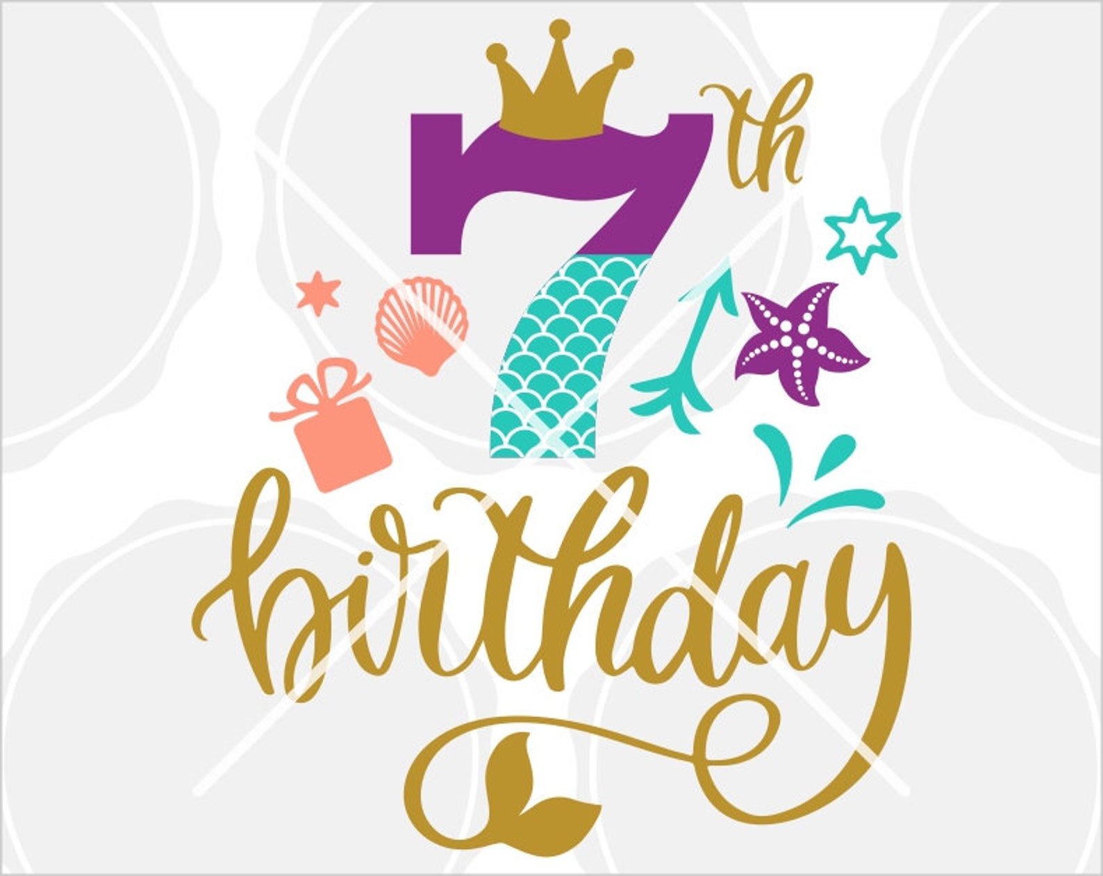 Lente de la sirena número 7 SVG Dxf sirena SVG silueta y | Etsy México