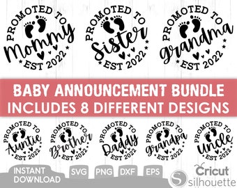 Baby Announcement Svg, Promoted to Mommy and Daddy, New Baby, Big Brother, Family Matching Shirt,Big Sister,Pregnancy,Svg,Png,Dxf, Cut Files