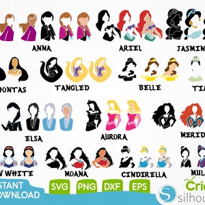 Princess Svg,Bundle Princes Svg, Cartoon Anna Svg,Anime Elsa Svg,Jasmine Svg,Aurora Svg, Moana Svg,Cinderrella Svg,Princess Svg,Svg,Png,Eps