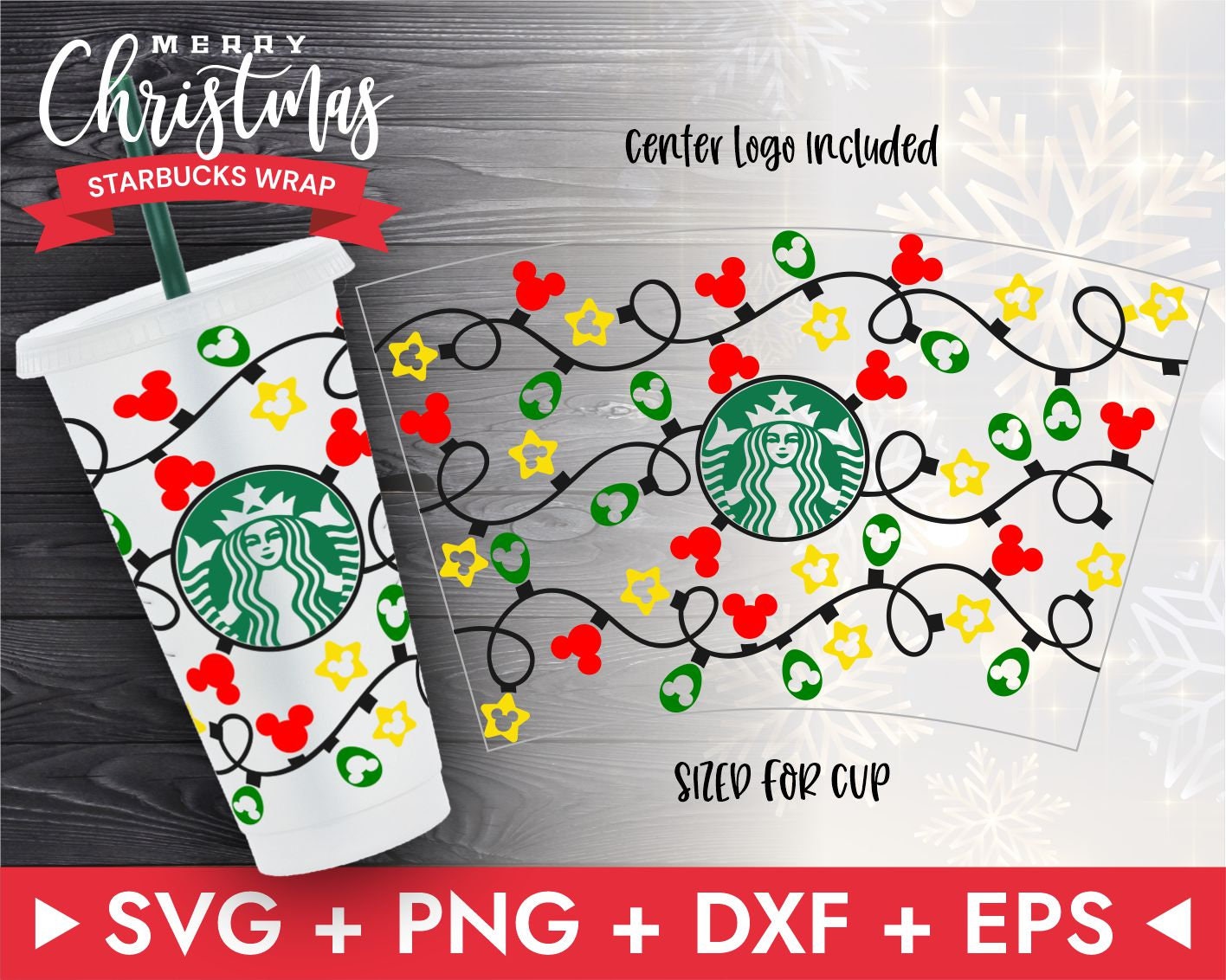 Disney Christmas Light Wrap Cold Cup Svg,Starbucks Wrap Svg,Disney Ch…