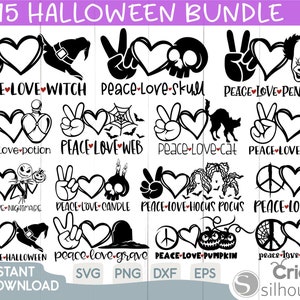 Halloween Svg, Peace Love Nightmare Svg, Peace Love Svg, Funny Nightmare Svg, Peace, Love, Pumpking, Boo, Witch, Candle, Svg, Eps, Png