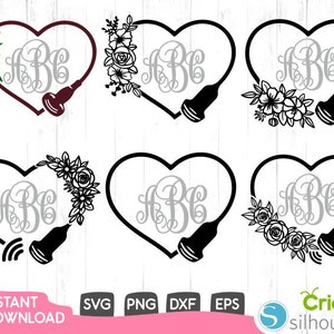 Ultrasound Sonda Floral Corazón Sonógrafo Svg, Ultrasonido Svg,Monogram Heart Svg,Nurse Svg,Medical Svg,Cut Files For Cricut,Silhouette
