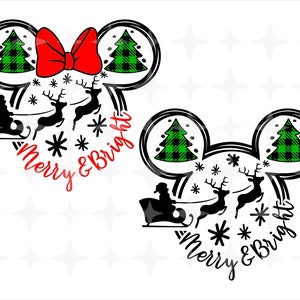 Merry and Bright Svg, Christmas Svg, Christmas Tree Svg, Merry Christmas svg, Swirly Christmas Svg, Winter Snow Santa Deer Svg, Mouse Svg