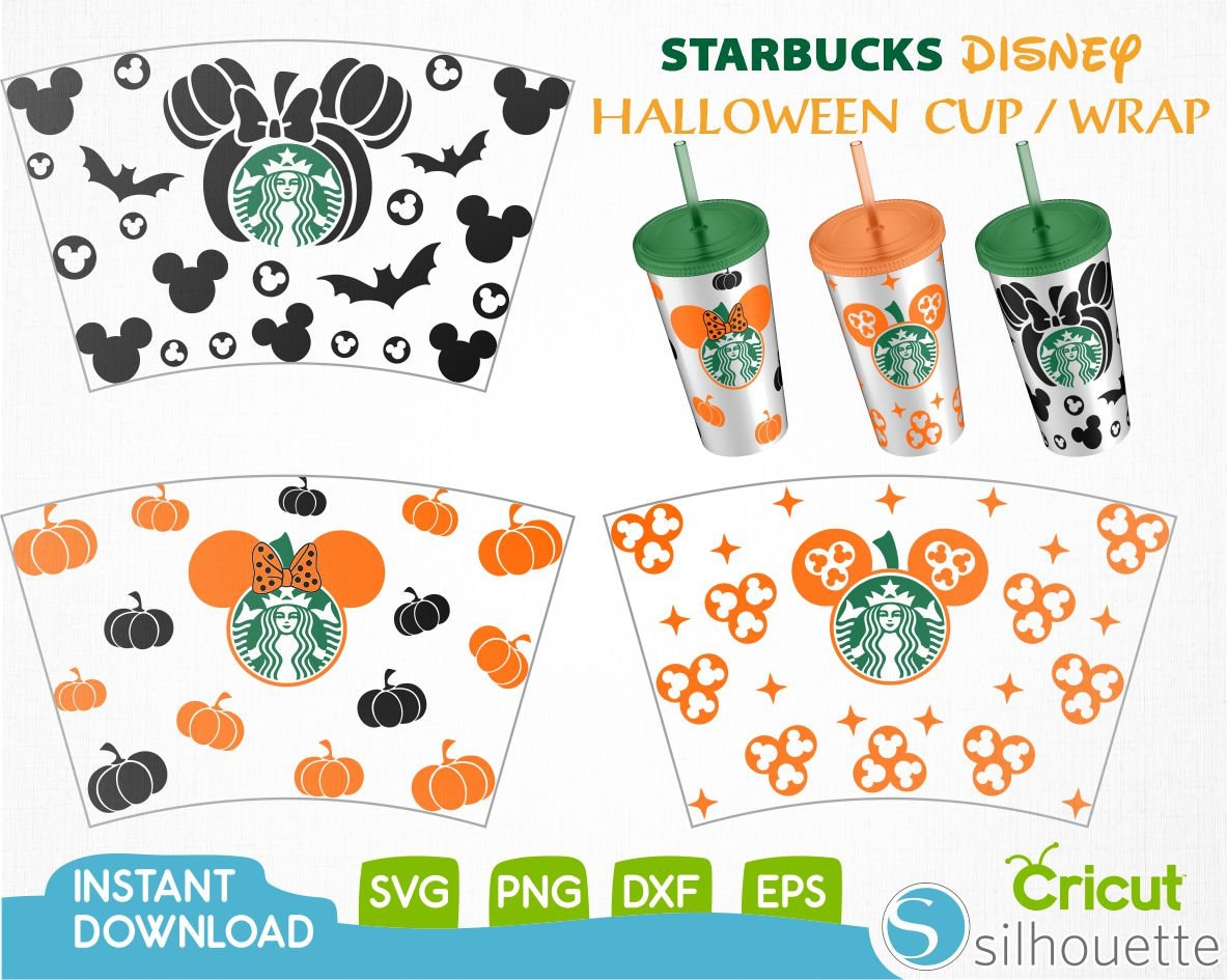 Full Wrap Halloween Pumpkin Starbucks Cup Svg, Disne Svg,Halloween Sv…