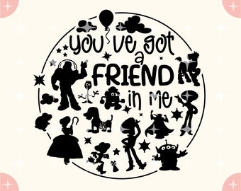 Tienes un amigo en mí Svg Pixar's Toy Story Eps dxf png archivo Silhouette Cricut, Disney Trip Design