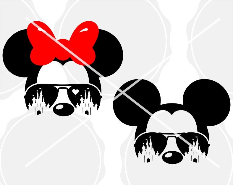 Mickey with Sunglasses SVG • Minnie Mouse Castle SVG and PNG / Disney…