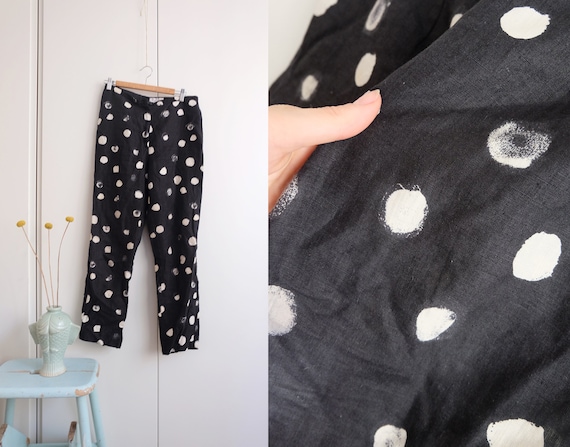 Vintage 80s MAX MARA Polka dot trousers | Black &… - image 1