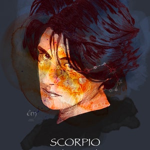 drawing illustration of astrological portrait portrait Scorpion image 2