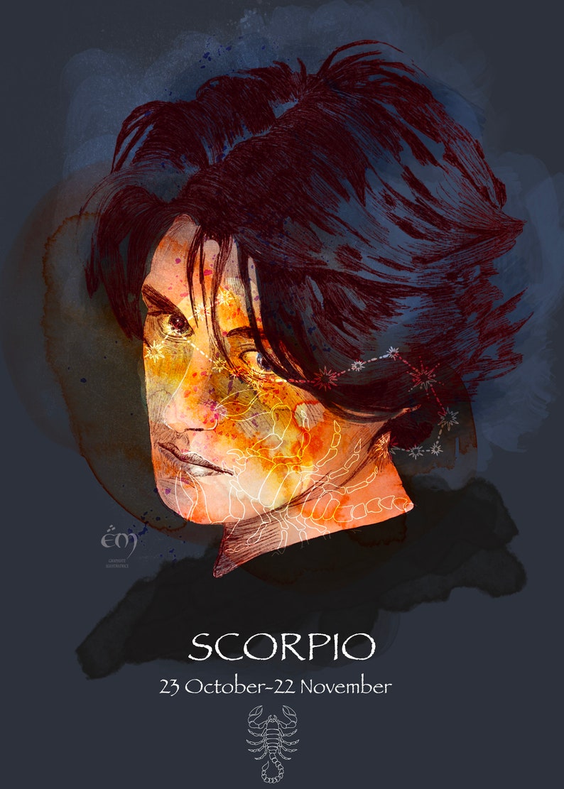 drawing illustration of astrological portrait portrait Scorpion image 2