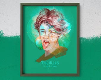 drawing illustration of astrological portrait portrait "Taurus"