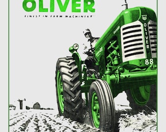 Vintage Oliver tractor arte gráfico png DESCARGA DIGITAL