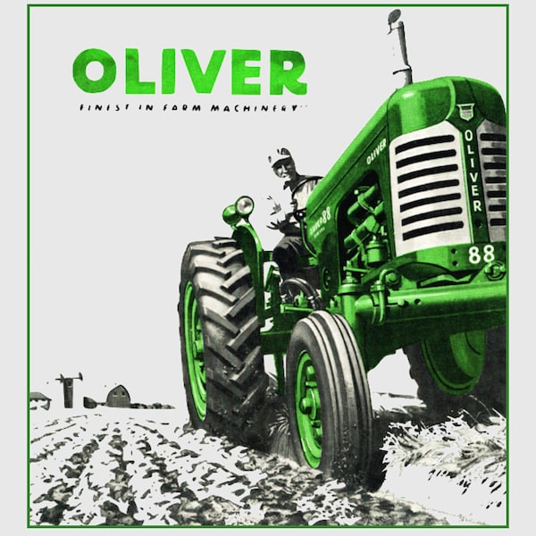 Vintage Oliver tractor art graphic png DIGITAL DOWNLOAD