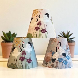 Chinoiserie Crane Clip-on Lampshade, Bohemian Light Shade