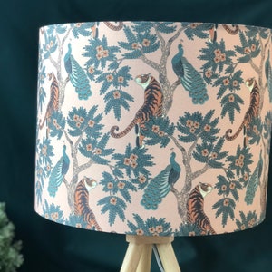 Beige Tiger and Peacock Tropical Lampshade