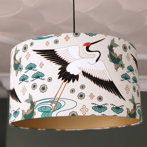 Vintage Asian Crane and Fish Lampshade