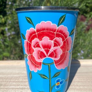 Hand-painted Stainless Steel/Enamel Tumbler from Kashmir Light Blue