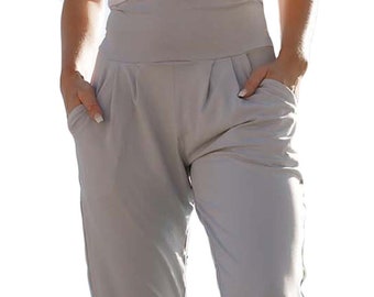 Women's Light Gray buttery soft Yoga waistband Harem Pants