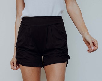 Women's Black Buttery Soft Yoga waistband Harem Shorts
