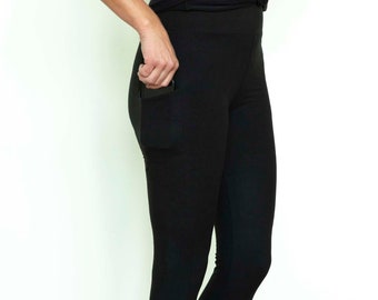 Women's Black Pocket buttery soft Yoga waistband Leggings