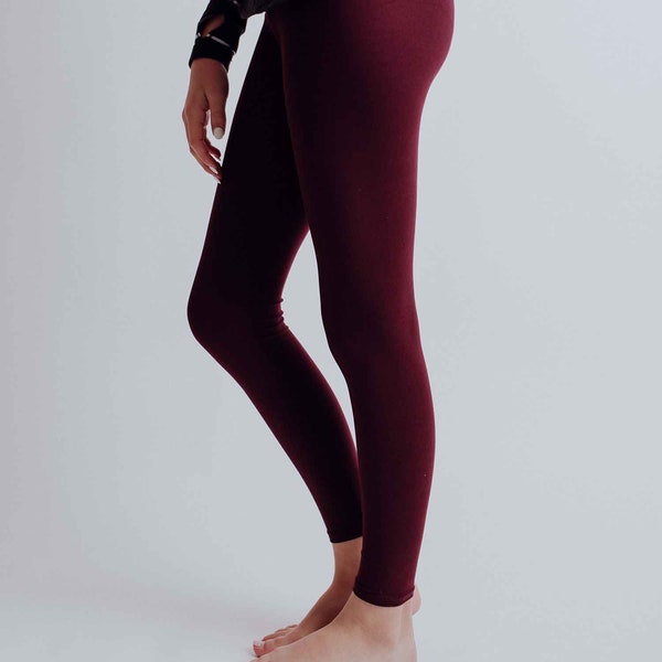 Legging ceinture de yoga Little Girl Bordeaux solide et doux au beurre