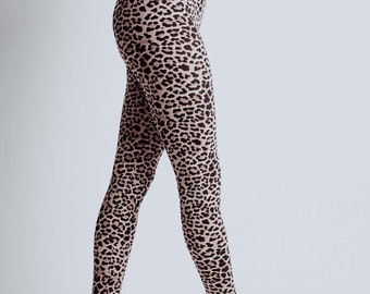 Leggings de cintura de yoga suaves y mantecosos de leopardo bronceado y negro para mujer