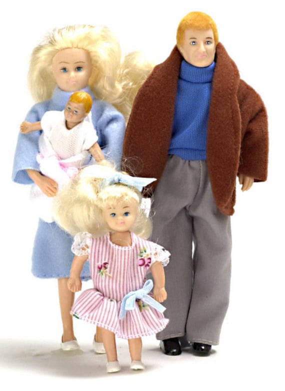 Dollhouse Miniature Dolls 4pc Modern Family 00010