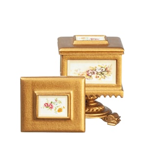 1:12 Scale Portable Tea Caddy Gold  Dollhouse Miniatures  Furniture JJ21010g