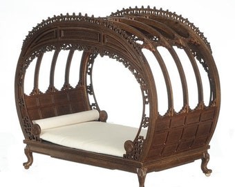 1:12 Victorian Bed Walnut dollhouse miniature furniture  jd09051dwn