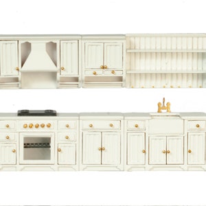 1:24 JBM Dollhouse Miniature White Kitchen Set 9Pcs