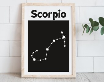 Stampa Scorpione / Stampa Zodiacale Trendy / Poster Costellazione Stellare Retrò / Oroscopo