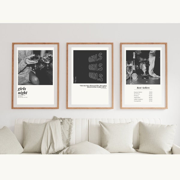 Black and White Wall Art | Set of 3 | Black and White Photography | Trendy Black and White Prints