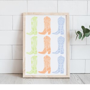 Trendy Cowgirl Boots Print | Retro Cowboy Boots | Western Prints