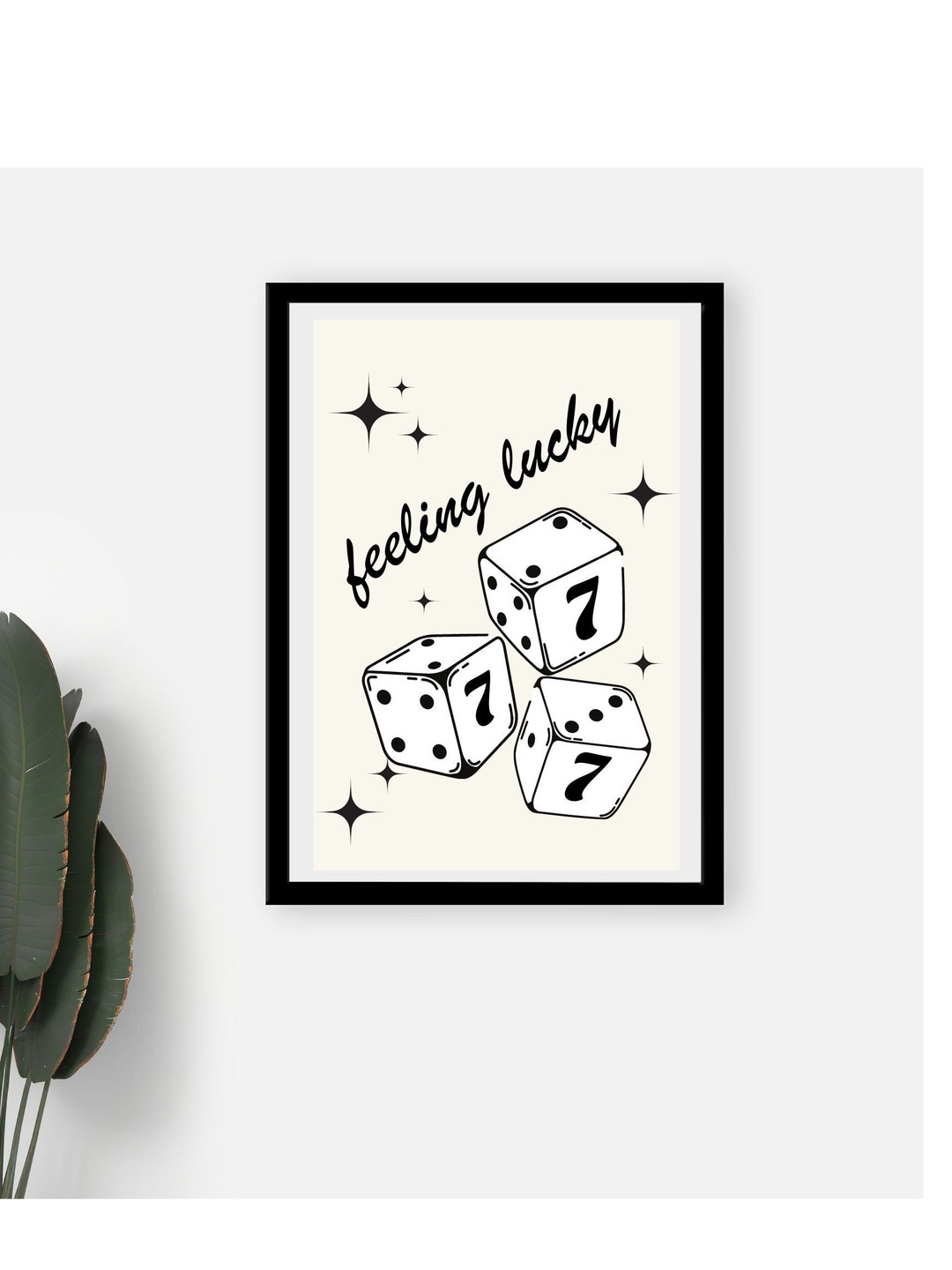Feeling Lucky Print | Retro Prints | Trendy Wall Art | Dice | Lucky ...