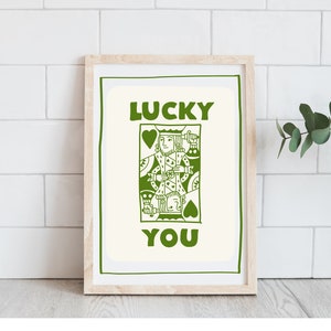 Stampa Lucky You / Stampa di carte da gioco retrò / Arte da parete Lucky You / Arte da parete retrò alla moda / Re di cuori