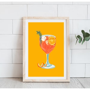 Impresión de Aperol Spritz de moda / Decoración del carrito de bar / Dibujo de Aperol Spritz / Impresión de cócteles