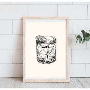Trendy Old Fashioned Print | Bar Cart Decor | Minimalist Cocktail Print