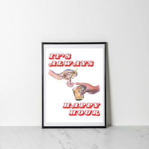 Bar Cart Prints | Trendy Receipt Wall Art | Happy Hour | Bar Cart Decor | Cocktail Wall Print