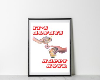 Happy Hour Cocktail Print: Trendy Barwagen Dekor (Digitaler Download)