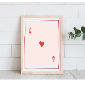 Stampa di carte da gioco / Arte da parete retrò / Carte da gioco alla moda / Asso di cuori