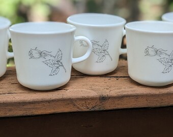 Vintage Corning Silver Rose Mugs