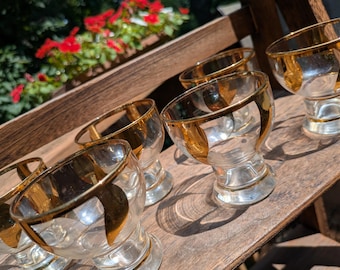 Vintage Gold Pattern Cocktail Cordial Glasses