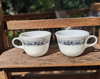 Vintage Pyrex by Corning Old Town Blue Mugs ( Set of 2 )