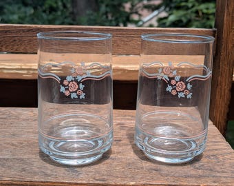Vintage Corelle English Breakfast Juice Glasses - Set of 2
