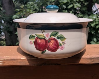 Vintage China Pearl Casuals Apple Casserole Dish with Lid