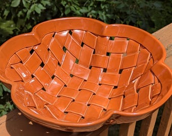 Primo'gi Orange flower shaped Ceramic Woven Basket