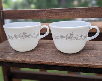 Vintage Pyrex Ribbon Bouquet Mugs ( Set of 2)