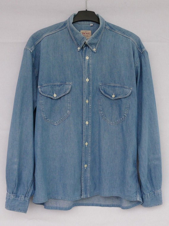 Light Blue Denim Shirt Vintage Hugo Boss Denim Shi