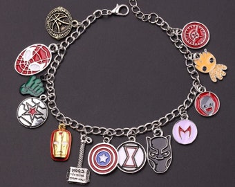 Pulsera con dijes de los Vengadores de Marvel, correa para el brazo de superhéroes, joyería