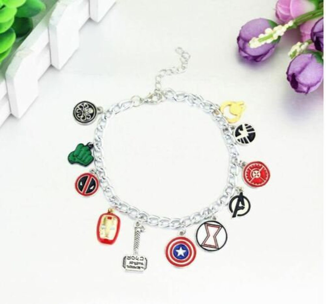 Superhero Spiderman Beads Bracelet Avengers Charm Enamel Crystal