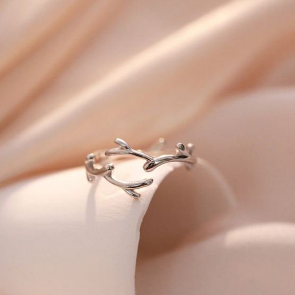 Bague Branche Argent - Argent Sterling 925 - Style Arbre, Branches Autour de Votre Doigt - Entièrement Réglable - Excellente Idée Cadeau Nature Arbre Terre